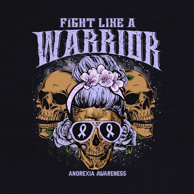 Anorexia Awareness Skull Messy Bun Floral fight like anorexia warrior gift by Paula Tomberlin